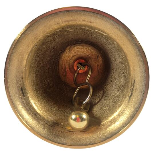 3 Large Brass Bells, Wooden Handles Christmas School Teacher Farm Collectible - Picture 13 of 14